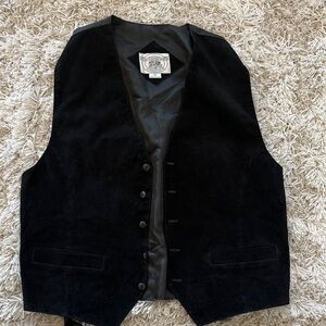 John Ashford Sport Leather Front Black Vest